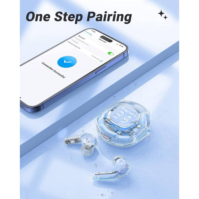 AceFast - T8 Crystal - Audífonos inalámbricos transparentes