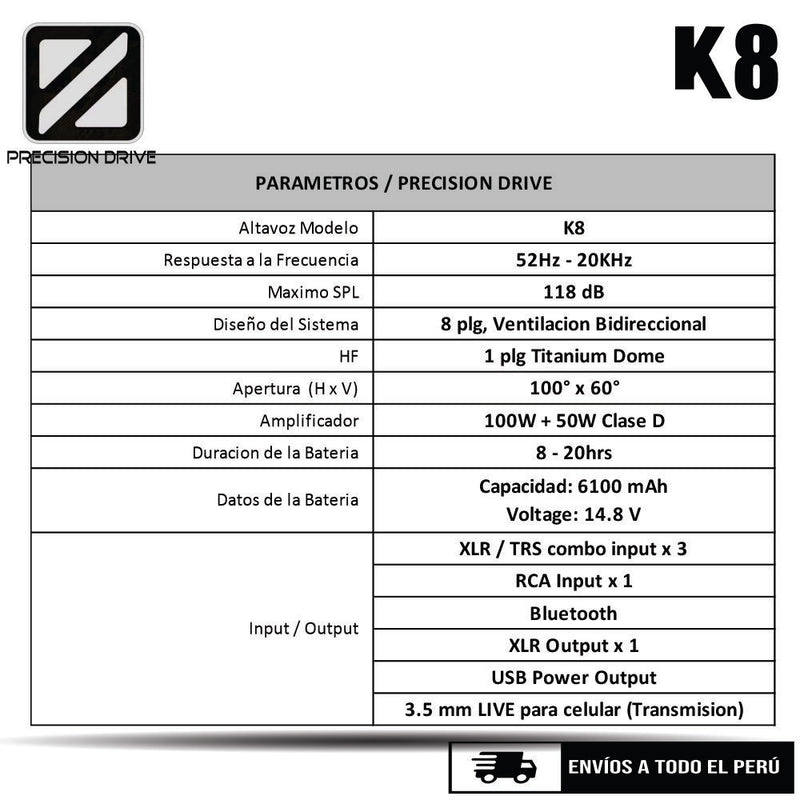 Parlante Altavoz Bluetooth Precision Drive K8