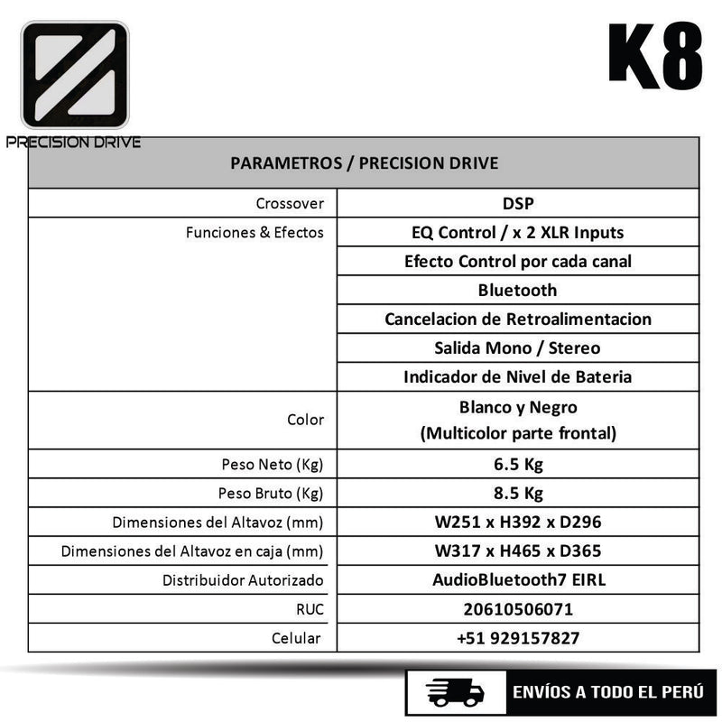 Parlante Altavoz Bluetooth Precision Drive K8