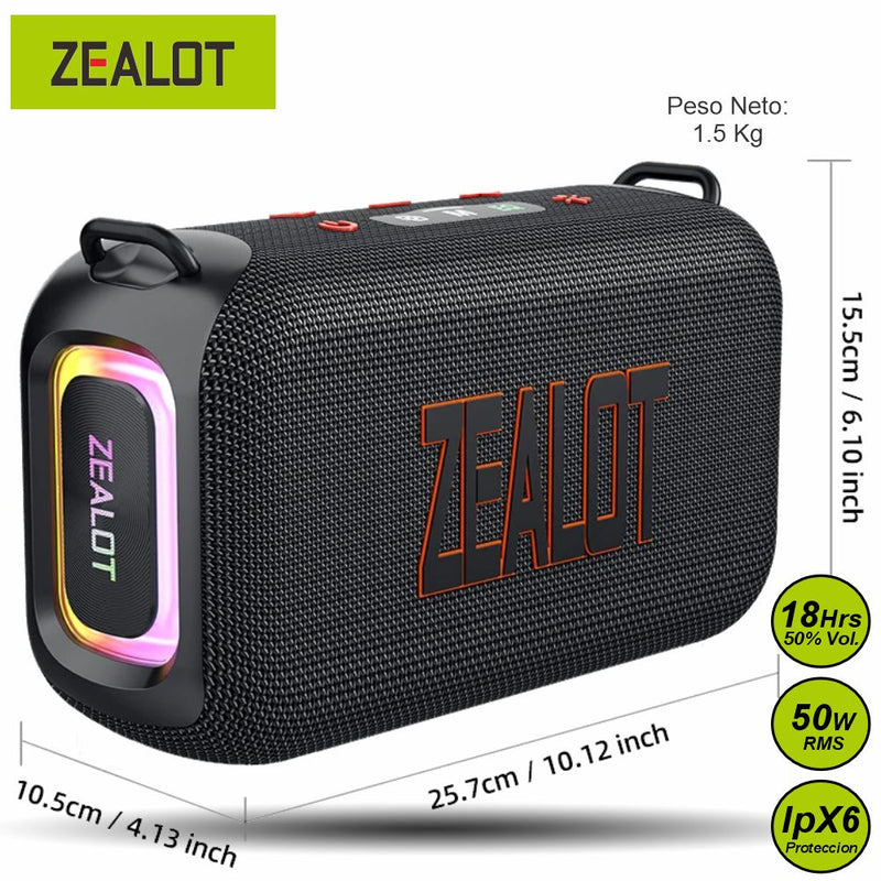 Zealot S85 - 50W RMS Parlante Bluetooth Portatil